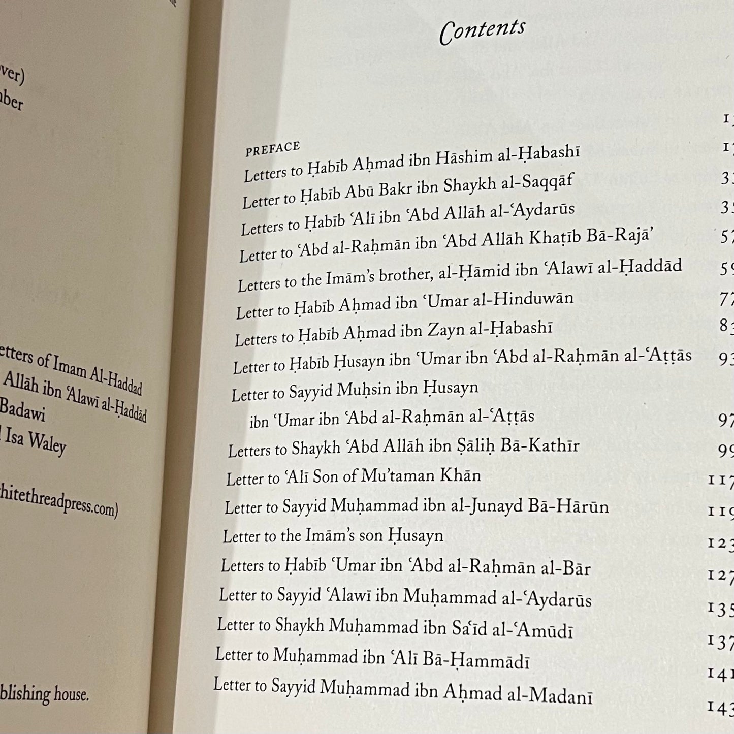 Selected Letters of Imam 'Abdullah ibn 'Alawi al-Haddad