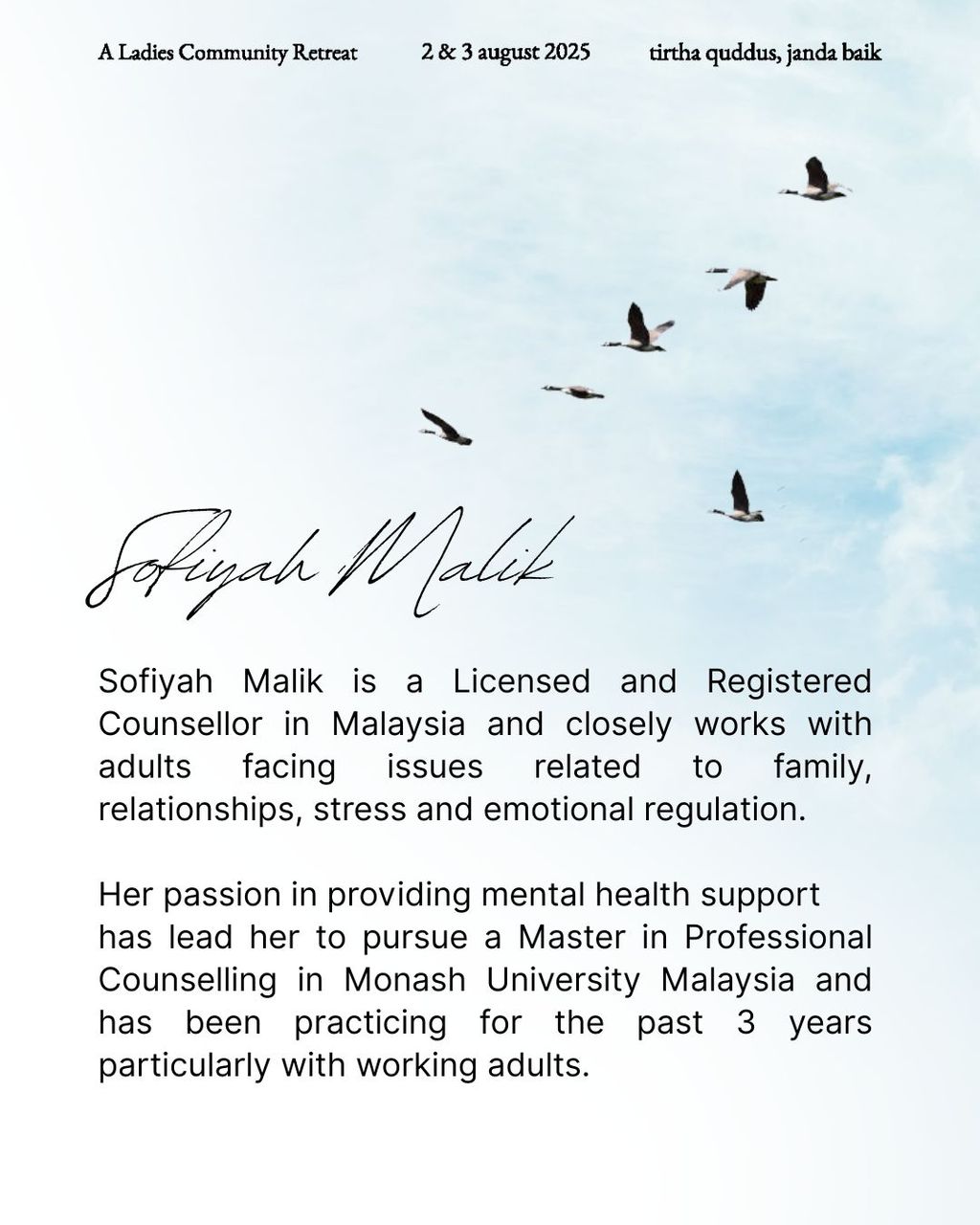 [CLOSED] A 2D1N Ladies Retreat - Saturday 2 August 2025